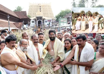 Tiruvananthapuram Mayor V.V. Rajesh and Deputy Mayor Asha Nath, Standing Committee Chairperson Karamana Ajit and Councillor Pappanamkod Saji also head-carried the earheads as part of the devotional procession