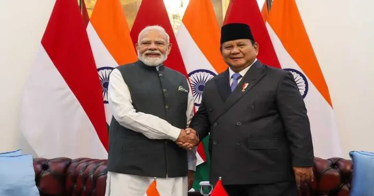 Prime Minister Narendra Modi with Indonesia President Prabowo Subianto