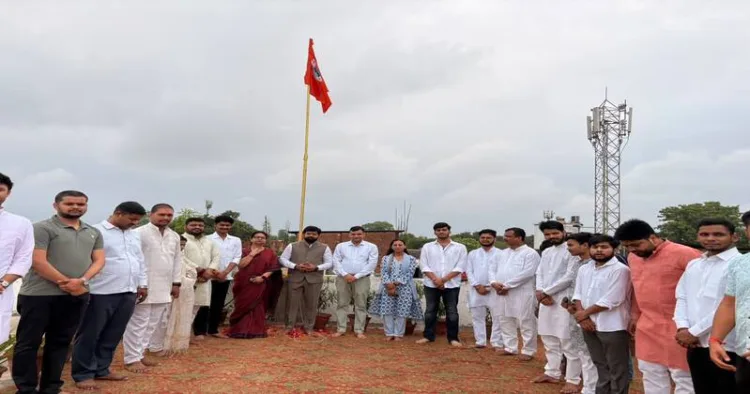 ABVP's National General Secretary Dr Virendra Singh Solanki hoisted the flag at ABVP Lucknow Office on occasion of National Students' Day