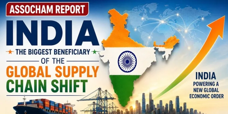 An ASSOCHAM report says India is emerging as the biggest beneficiary of global supply chain shifts amid the China+1 strategy
