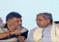 Karnataka Deputy Chief Minister D K Shivakumar (Left) and Karnataka Chief Minister Siddaramaiah (Right)
