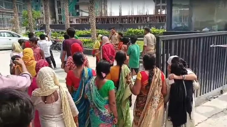 Family members of the minor girl assembled outside the mall