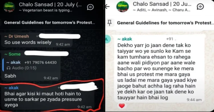 Viral chats linked to the 'Chalo Sansad' protest have sparked controversy
