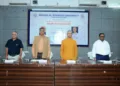 Prajna Pravah Akhil Bharatiya Sah Sanyojak Chandrakant Ji at a lecture at Mohanlal Sukhadia University