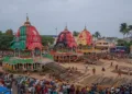 Preparations underway on Bada Danda in Puri for the Bahuda Yatra