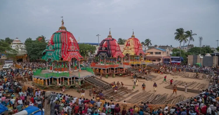 Preparations underway on Bada Danda in Puri for the Bahuda Yatra