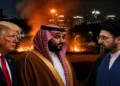 US President Donald Trump, Saudi Arabian Crown Prince Mohammed bin Salman, and Iranian cleric Mojtaba Khamenei