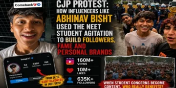 The CJP protest gave influencers like Abhinav Bisht a platform for followers and fame, raising questions over the focus on NEET students