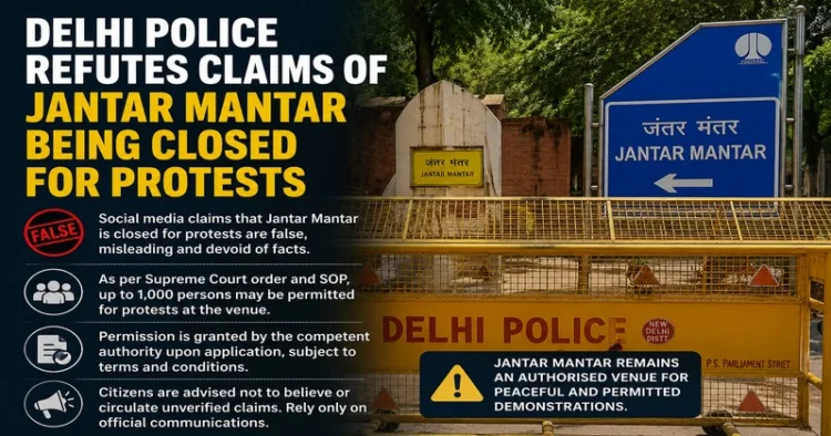 Delhi police refutes claims of Jantar Mantar being shut for protests, calls social media reports false and misleading