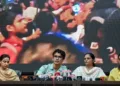 Family members of Delhi Police personnel addressing media