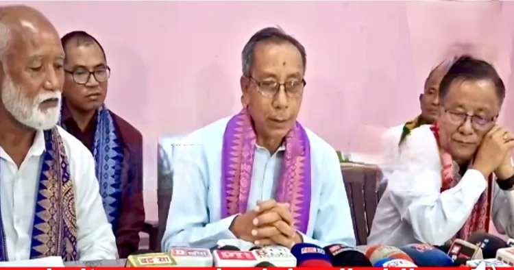 Rev Sushil Daimari, secretary of AATBC addressing the press briefing