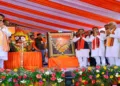 Odisha Chief Minister Mohan Charan Majhi and other dignitaries at the birth centenary celebrations of Swami Laxmanananda Saraswati Ji, held at Gurujang in Talcher