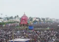 Thousands of devotees at Rath Yatra in Puri