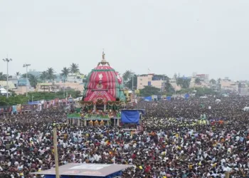 Thousands of devotees at Rath Yatra in Puri
