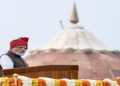 New Delhi, Aug 15 (ANI): Prime Minister Narendra Modi addresses the nation from the ramparts of Red Fort on 80th Independence Day, in New Delhi on Saturday. (ANI Photo/Rahul Singh)