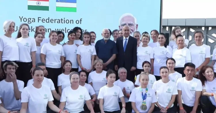 PM Modi participates in a yoga session in Uzbekistan