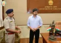 Tamil Nadu Chief Minister Thiru. S. Joseph Vijay on 17.8.2026 viewed the ancient bronze idol of Thirumangai Azhwar, stolen from the Arulmigu Soundararaja Perumal Temple located in Kumbakonam, Thanjavur District,