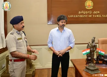 Tamil Nadu Chief Minister Thiru. S. Joseph Vijay on 17.8.2026 viewed the ancient bronze idol of Thirumangai Azhwar, stolen from the Arulmigu Soundararaja Perumal Temple located in Kumbakonam, Thanjavur District,