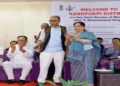 Manipur Chief Minister, Yumnam Khemchand Singh at a public meeting
