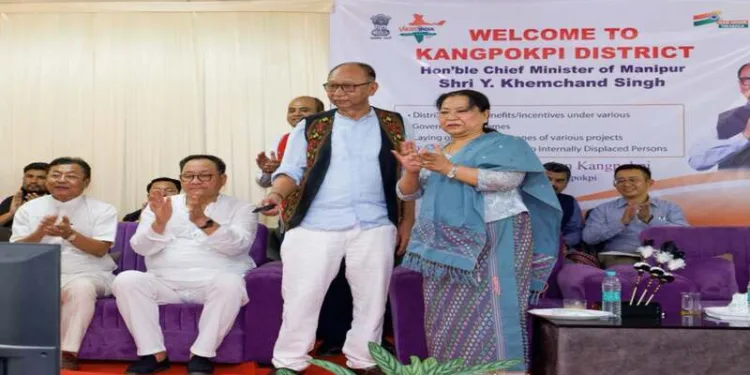 Manipur Chief Minister, Yumnam Khemchand Singh at a public meeting