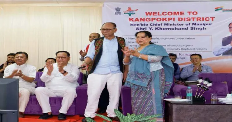 Manipur Chief Minister, Yumnam Khemchand Singh at a public meeting