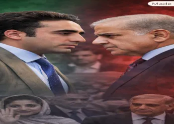 (Left) PPP Chairman Bilawal Bhutto Zardari (Right) Pakistan PM Shehbaz Sharif (This is an AI generated image)