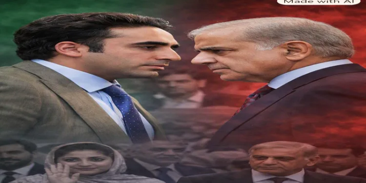 (Left) PPP Chairman Bilawal Bhutto Zardari (Right) Pakistan PM Shehbaz Sharif (This is an AI generated image)