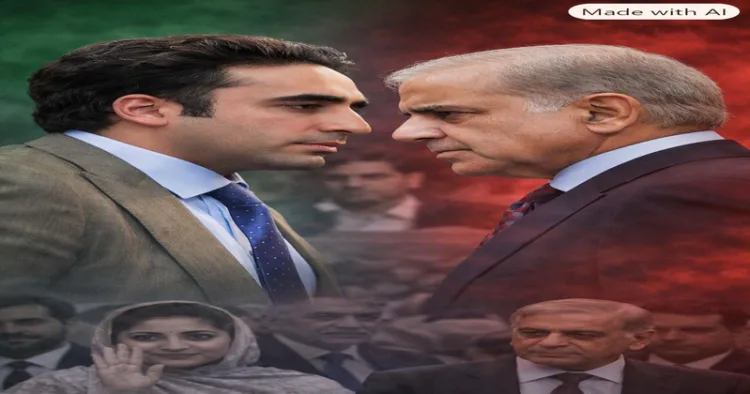 (Left) PPP Chairman Bilawal Bhutto Zardari (Right) Pakistan PM Shehbaz Sharif (This is an AI generated image)
