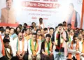 Telangana BJP chief Ramchander Rao at hunger strike in Hyderabad on August 24, 2026