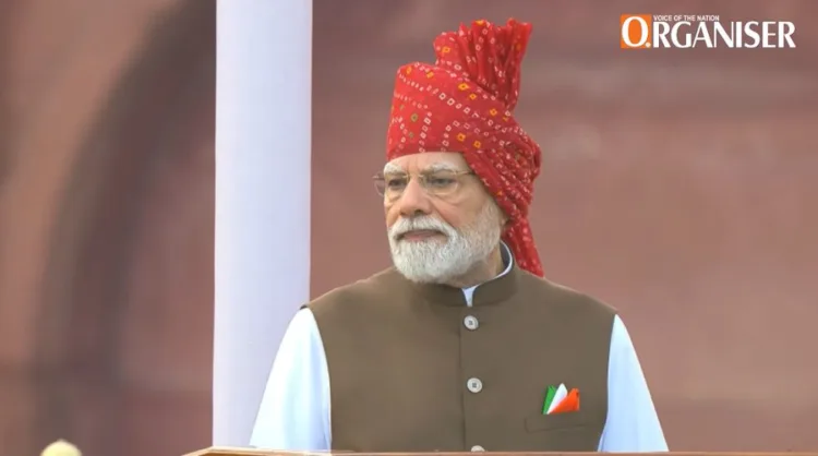 Prime Minister Narendra Modi on 80th Independence Day speaking from the Red Fort in Delhi