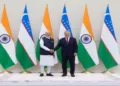 Prime Minsiter Narendra Modi and Uzbekistan President Shavkat Mirziyoyev