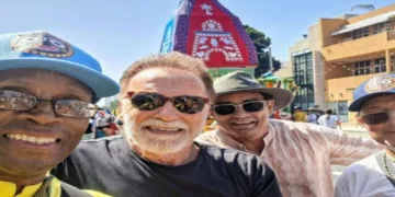 Hollywood icon Arnold Schwarzenegger makes impromptu visit to Los Angeles Rath Yatra