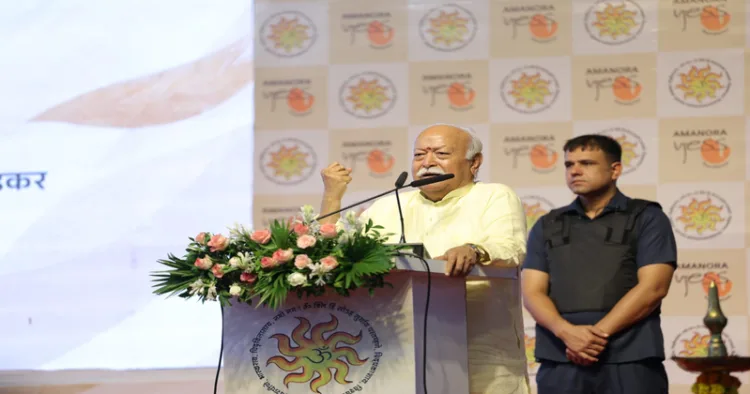 RSS Sarsanghchalk Dr Mohan Bhagwat addressing the gathering