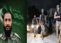 (Left) Pakistan Army officer, Major Hafiz Ihsan Elahi killed (Right) Armed security personnel