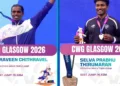 (Left) Praveen Chithravel Wins Silver (Right) Selva Prabhu Takes Bronze in Triple Jump at CWG 2026