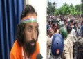 (Left) Student leader Devendra Nath Mahato (Right) Students waged peaceful protest in Jharkhand against the irregularities sin paper leak