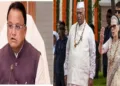 (Left) Odisha Chief Minister Mohan Charan Majhi (Right) Sonia Gandhi asking to stop the Vande Matram on Independence Day