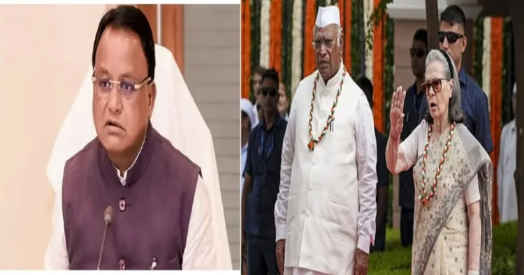 (Left) Odisha Chief Minister Mohan Charan Majhi (Right) Sonia Gandhi asking to stop the Vande Matram on Independence Day