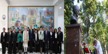 PM Modi visits Gandhi Centre in Tashkent & interacts with students; Pays homage to Lal bahadur Shastri