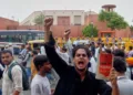Protestors at Jantar Mantar in Delhi
