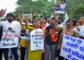 Students protesting in Jharkhand
