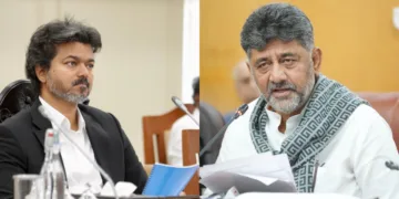 Tamil Nadu CM Joseph Vijay and Karnataka CM D.K. Shivakumar