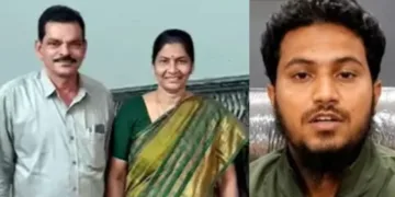 Panchayat Raj Assistant Engineer Thillapudi Nookaraju (61), his wife (Left) Sheikh Sadiq Khan (Right)