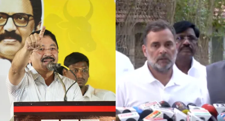 DMK MP Dayanidhi Maran, Congress MP Rahul Gandhi (Left to Right)