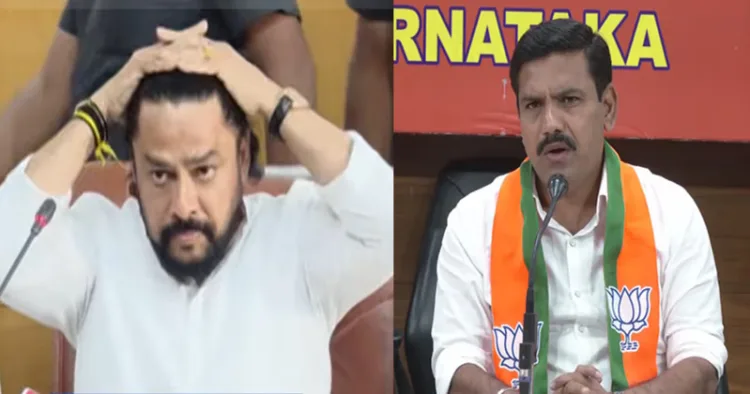 Minister B. Nagendra and BJP State President Vijayendra