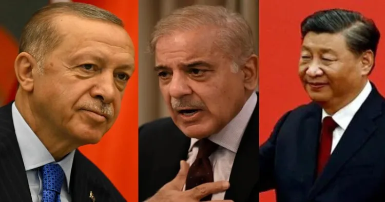 (From Left to Right): Turkish President Recep Tayyip Erdoğan, Pakistan Prime Minister Shehbaz Sharif and Chinese President Xi Jinping