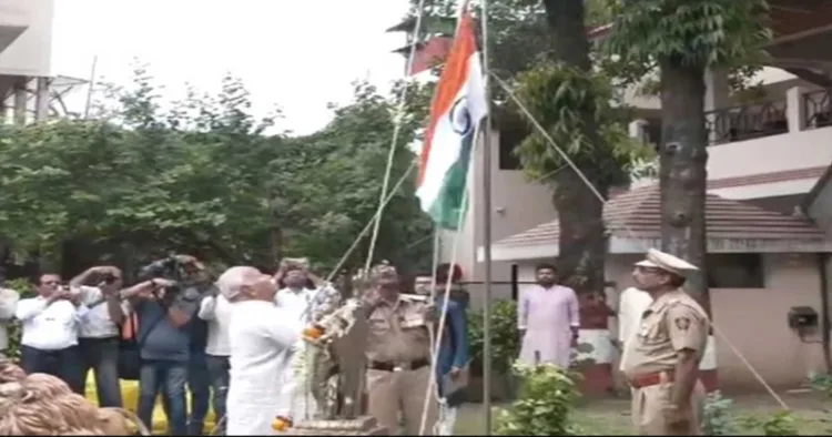 RSS Sarsanghchalk Dr Mohan Bhagwat hoists the Tiranga