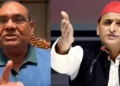 (Left) Former DGP of UP Brij Lal (Right) Samajwadi Party leader Akhilesh Yadav