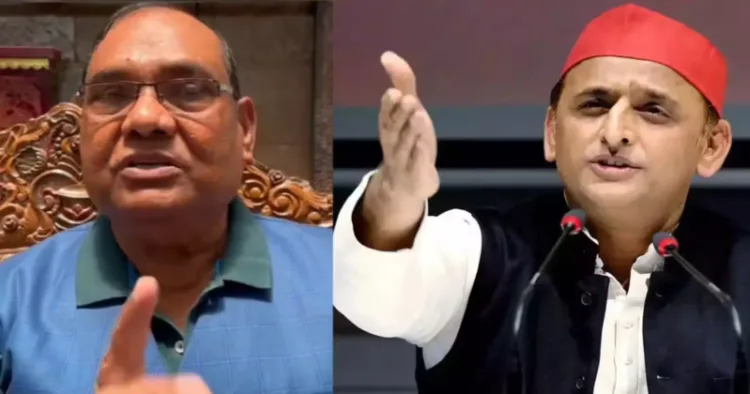 (Left) Former DGP of UP Brij Lal (Right) Samajwadi Party leader Akhilesh Yadav