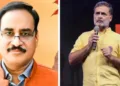 (Left) VHP National President Vinod Bansal (Right) Congress Leader Rahul Gandhi